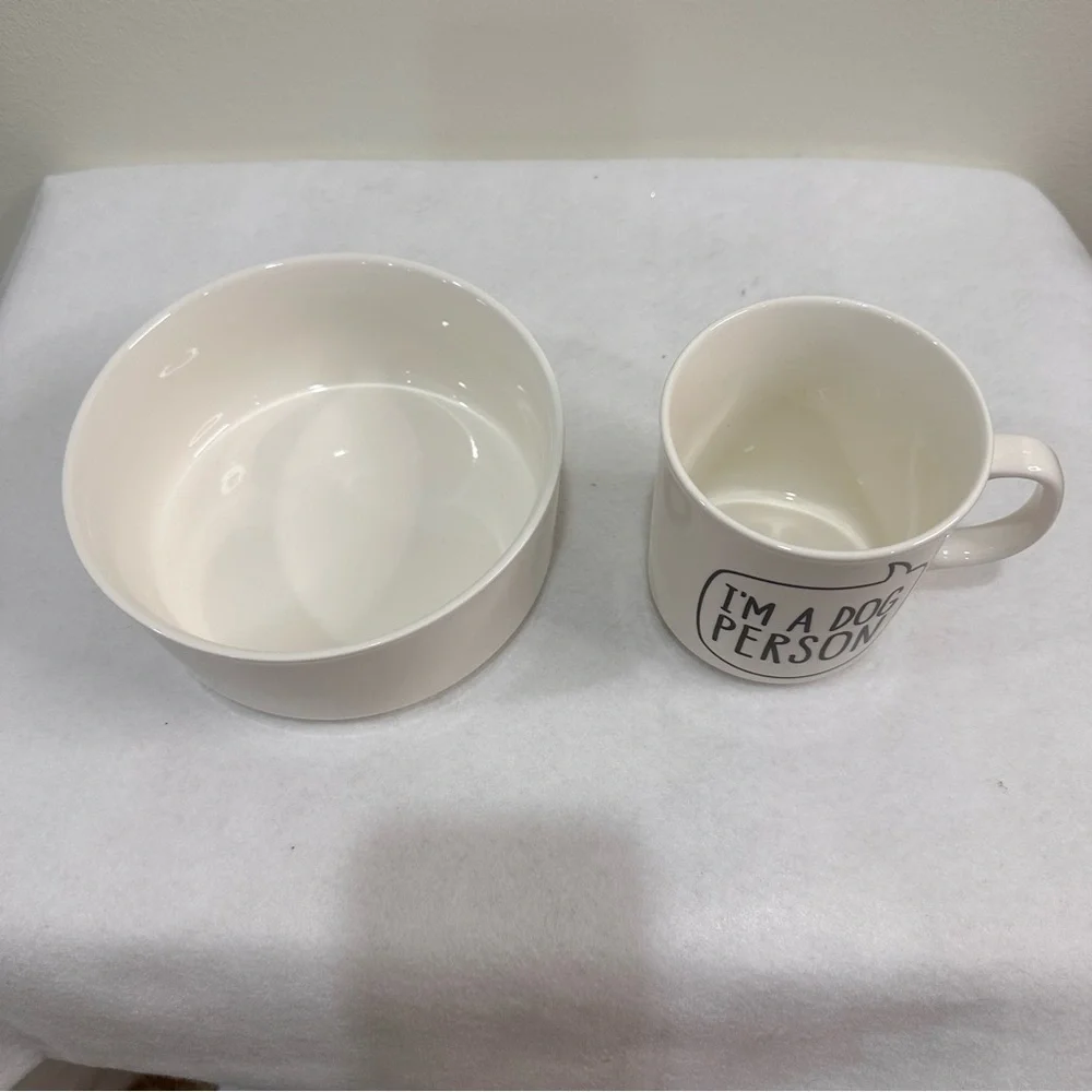 Dog Mug and Bowl Set - White